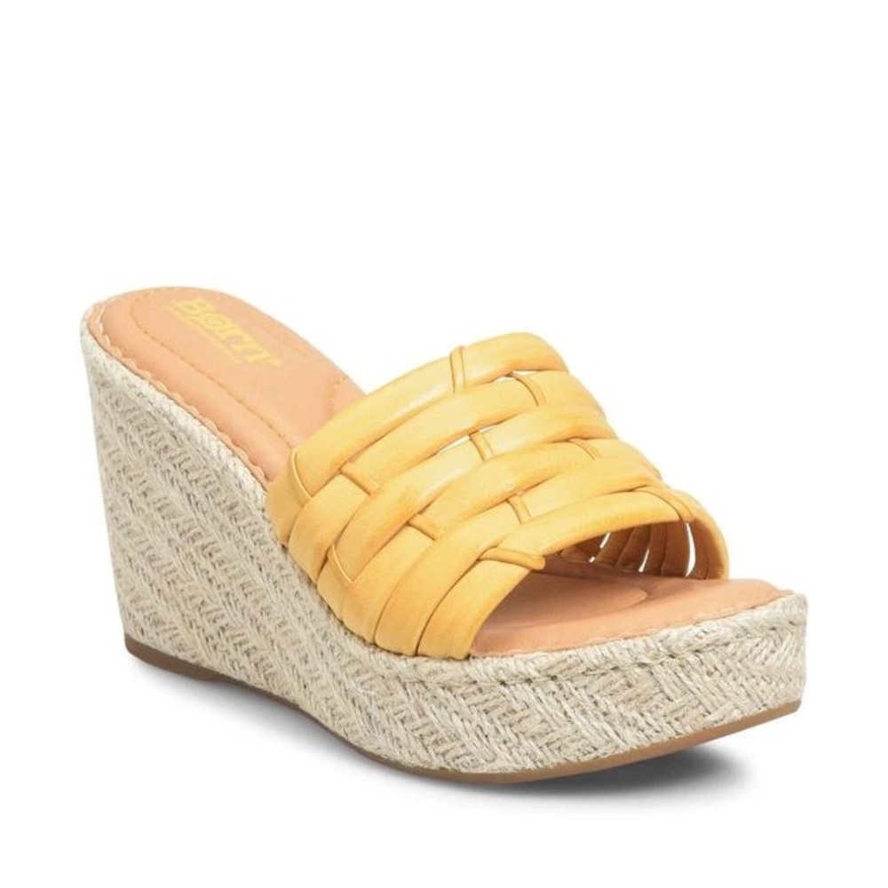 Born Tan Aneesa Sandal Woven Leather Slide Mules Espadrilles